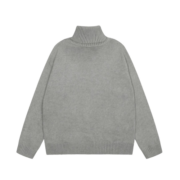 Ami Gray Turtleneck Sweater with Black Heart Logo - Picture 2 of 7